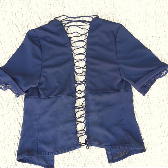 Heavy Red Corset style lace-up back Shirt Sz L - Picture 2 of 11